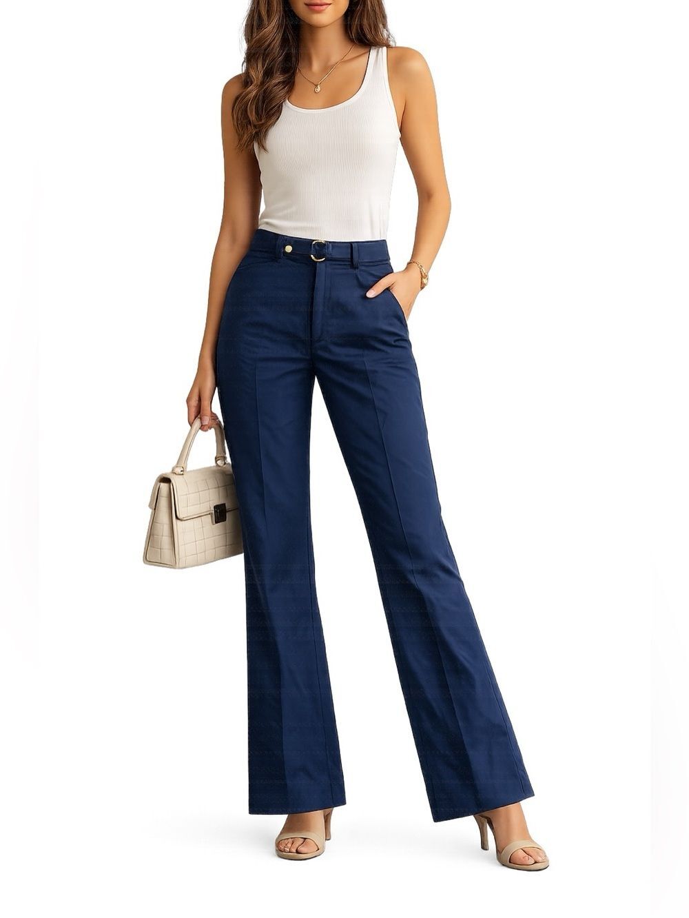 Lauren Ralph Lauren Women 98% Cotton Navy BootCut Chino Pant Size 4 Never Worn